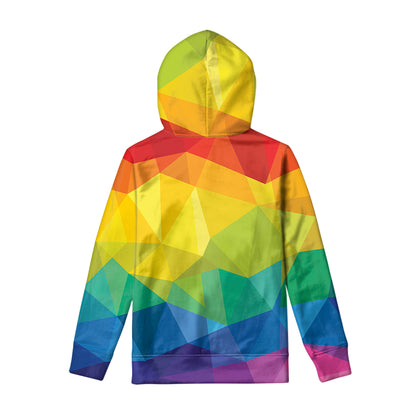 Rainbow Polygonal Geometric Print Pullover Hoodie