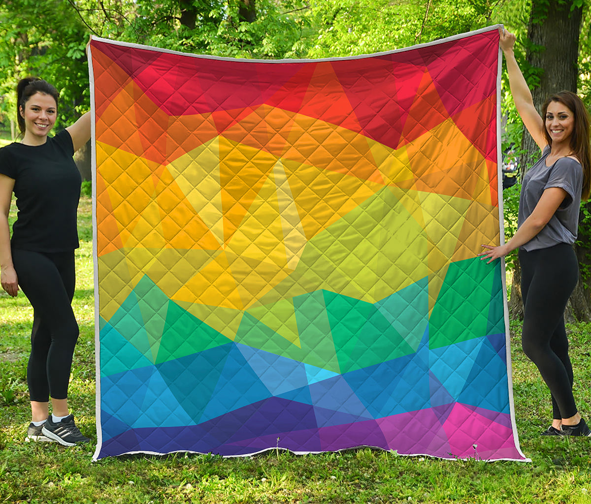 Rainbow Polygonal Geometric Print Quilt