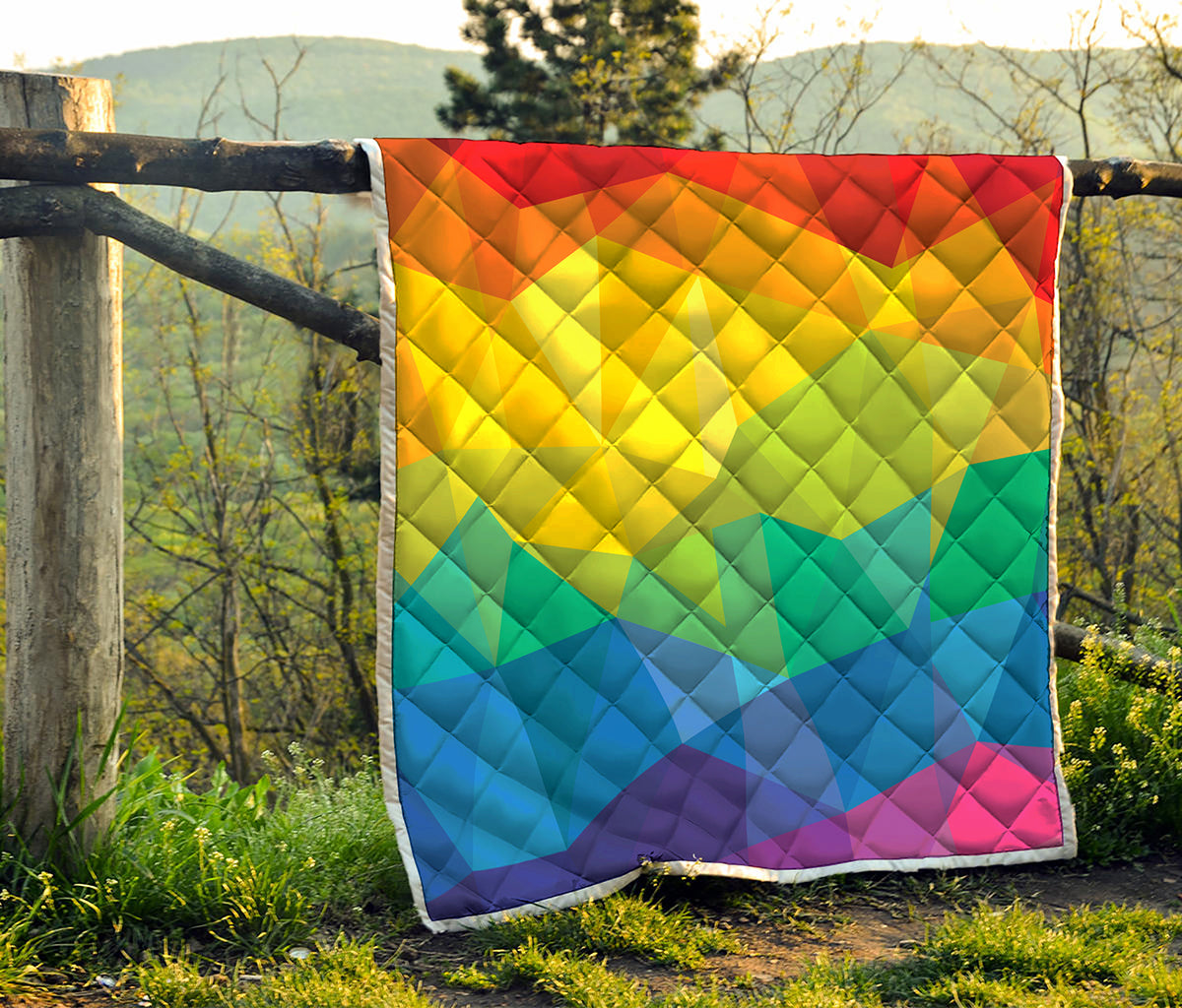 Rainbow Polygonal Geometric Print Quilt