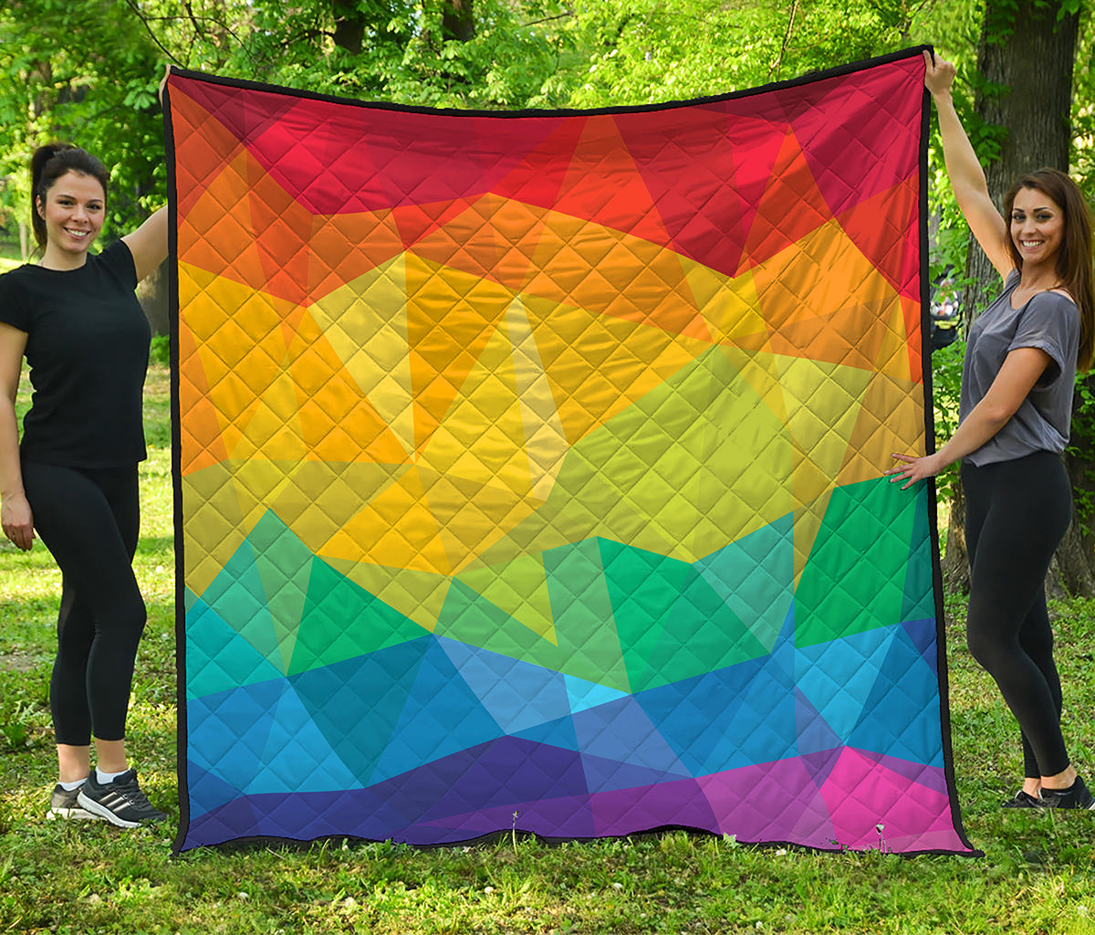 Rainbow Polygonal Geometric Print Quilt
