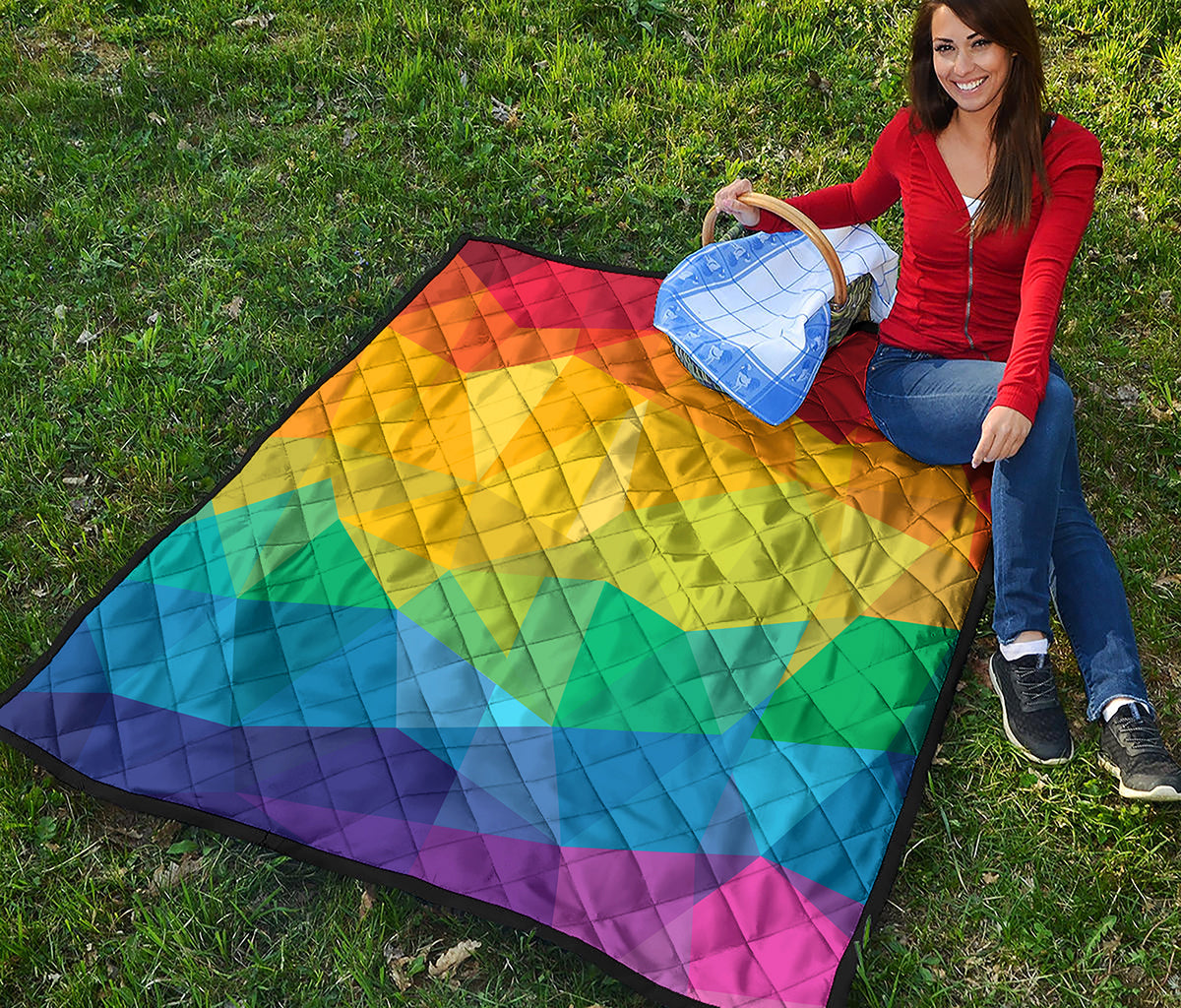 Rainbow Polygonal Geometric Print Quilt