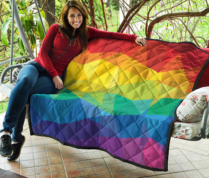 Rainbow Polygonal Geometric Print Quilt