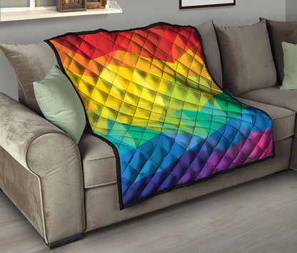 Rainbow Polygonal Geometric Print Quilt