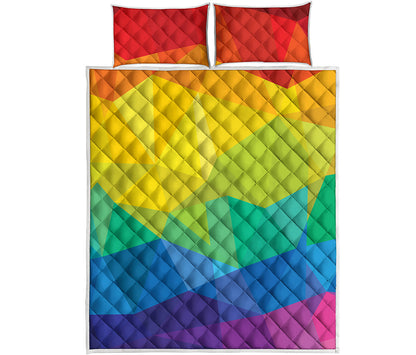 Rainbow Polygonal Geometric Print Quilt Bed Set