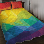 Rainbow Polygonal Geometric Print Quilt Bed Set