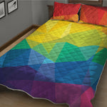 Rainbow Polygonal Geometric Print Quilt Bed Set