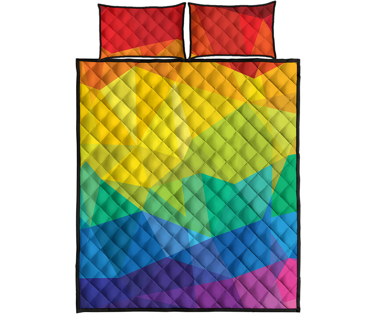 Rainbow Polygonal Geometric Print Quilt Bed Set