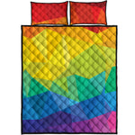 Rainbow Polygonal Geometric Print Quilt Bed Set