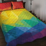 Rainbow Polygonal Geometric Print Quilt Bed Set