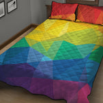 Rainbow Polygonal Geometric Print Quilt Bed Set