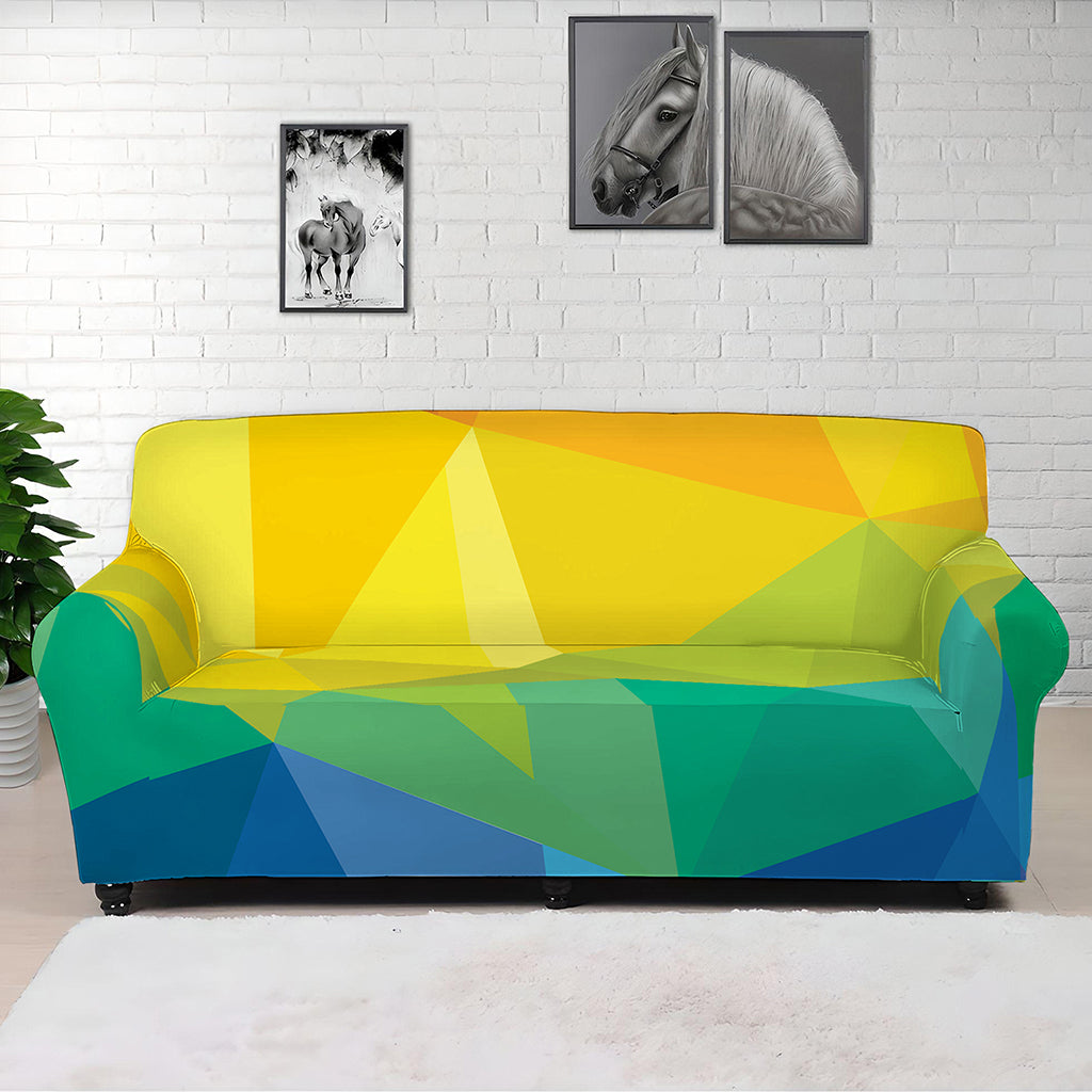 Rainbow Polygonal Geometric Print Sofa Cover