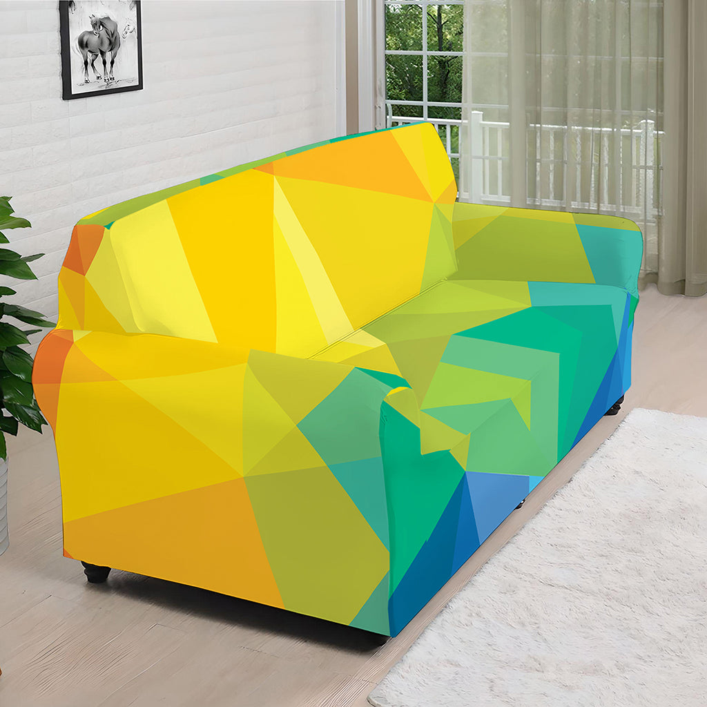 Rainbow Polygonal Geometric Print Sofa Cover