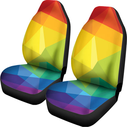 Rainbow Polygonal Geometric Print Universal Fit Car Seat Covers