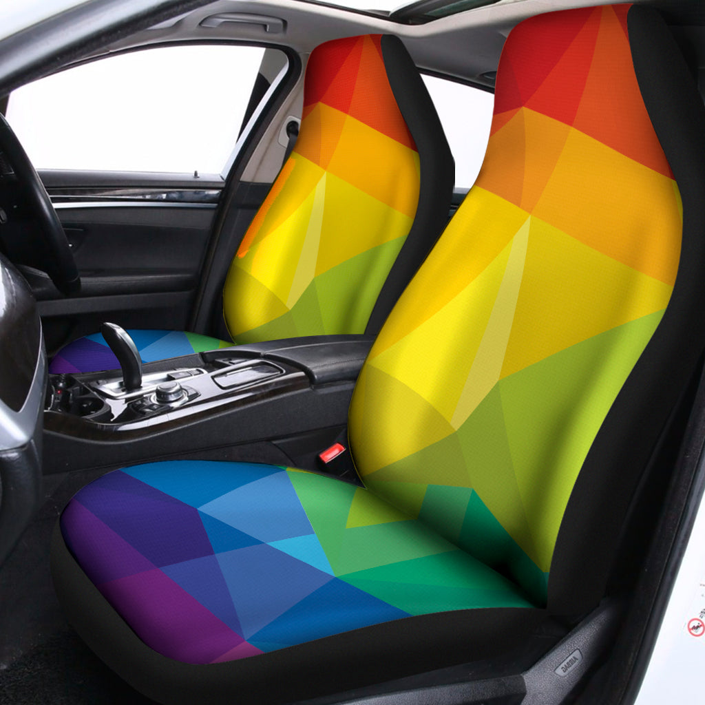 Rainbow Polygonal Geometric Print Universal Fit Car Seat Covers