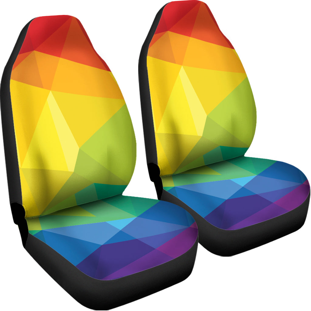 Rainbow Polygonal Geometric Print Universal Fit Car Seat Covers