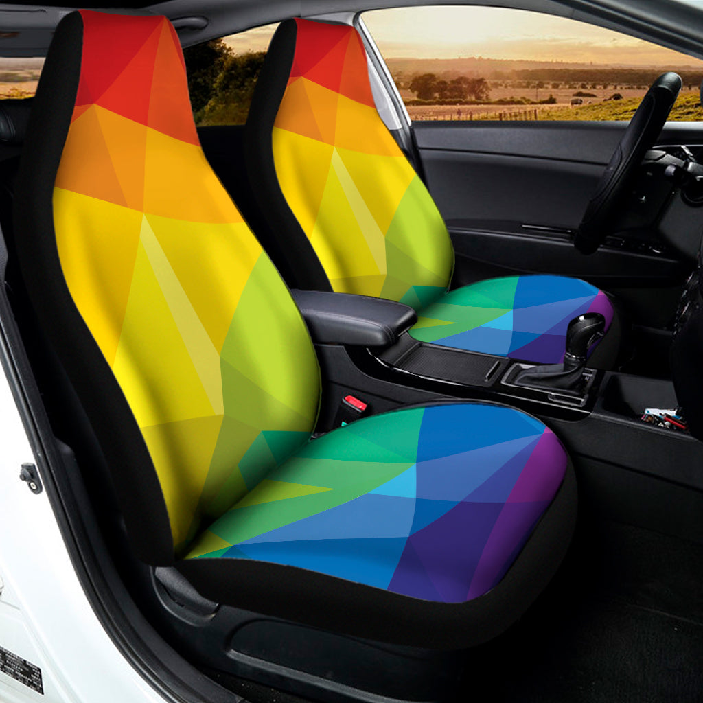 Rainbow Polygonal Geometric Print Universal Fit Car Seat Covers