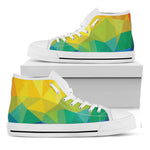 Rainbow Polygonal Geometric Print White High Top Shoes
