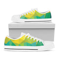 Rainbow Polygonal Geometric Print White Low Top Sneakers