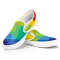 Rainbow Polygonal Geometric Print White Slip On Sneakers