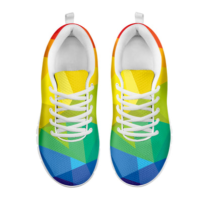 Rainbow Polygonal Geometric Print White Sneakers