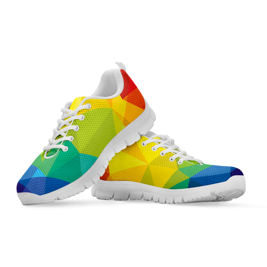 Rainbow Polygonal Geometric Print White Sneakers