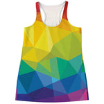 Rainbow Polygonal Geometric Print Women's Racerback Tank Top