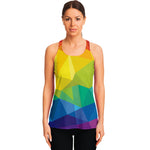 Rainbow Polygonal Geometric Print Women's Racerback Tank Top