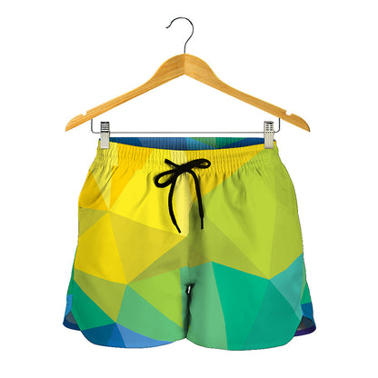 Rainbow Polygonal Geometric Print Women's Shorts