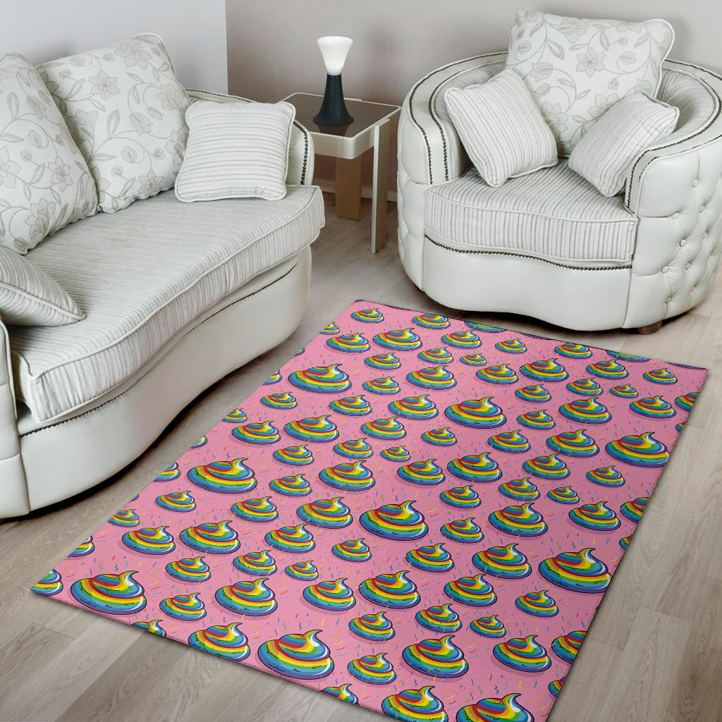 Rainbow Poop Pattern Print Area Rug