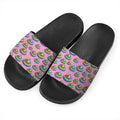 Rainbow Poop Pattern Print Black Slide Sandals