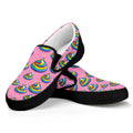 Rainbow Poop Pattern Print Black Slip On Sneakers