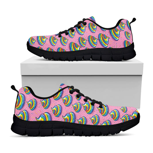 Rainbow Poop Pattern Print Black Sneakers