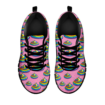 Rainbow Poop Pattern Print Black Sneakers
