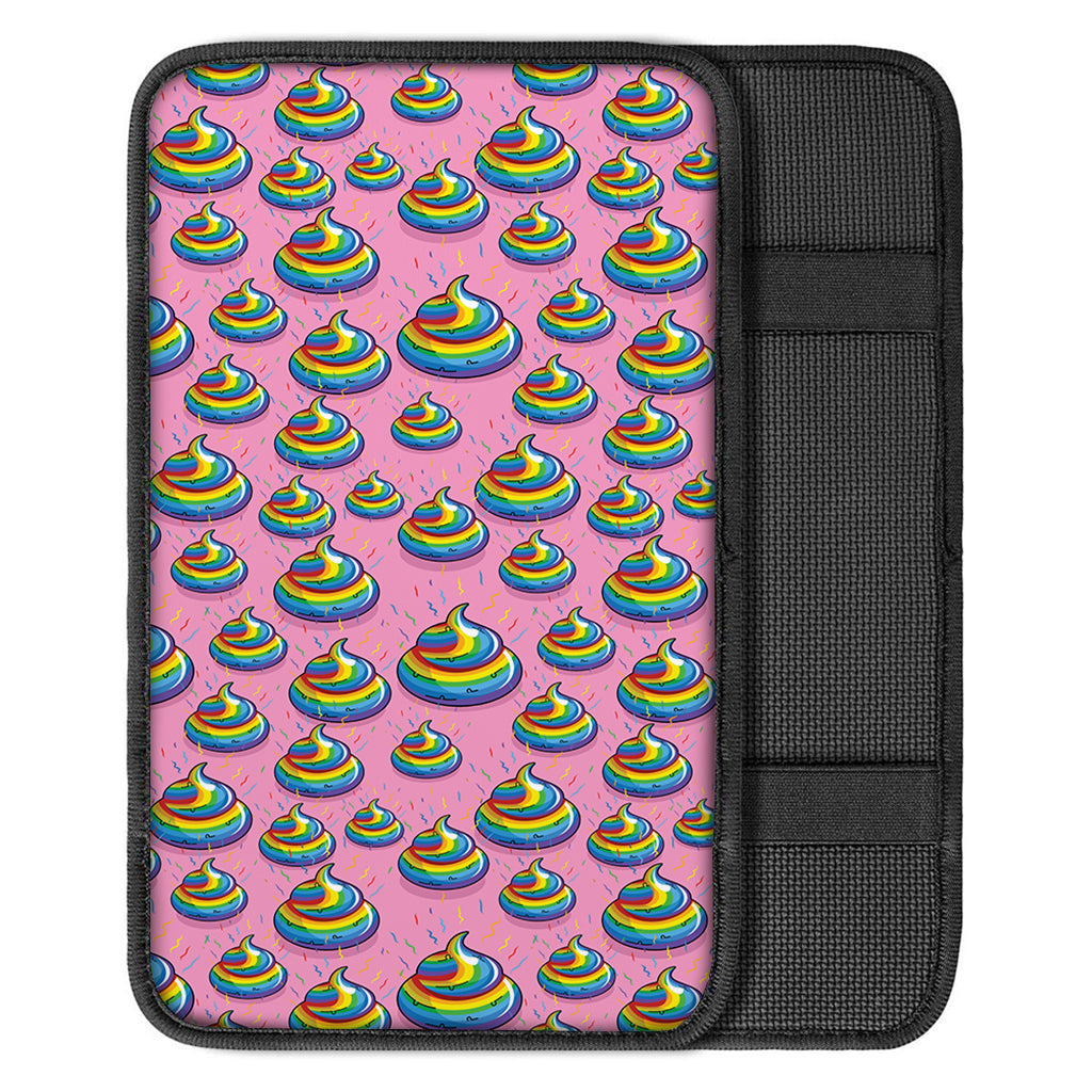 Rainbow Poop Pattern Print Car Center Console Cover