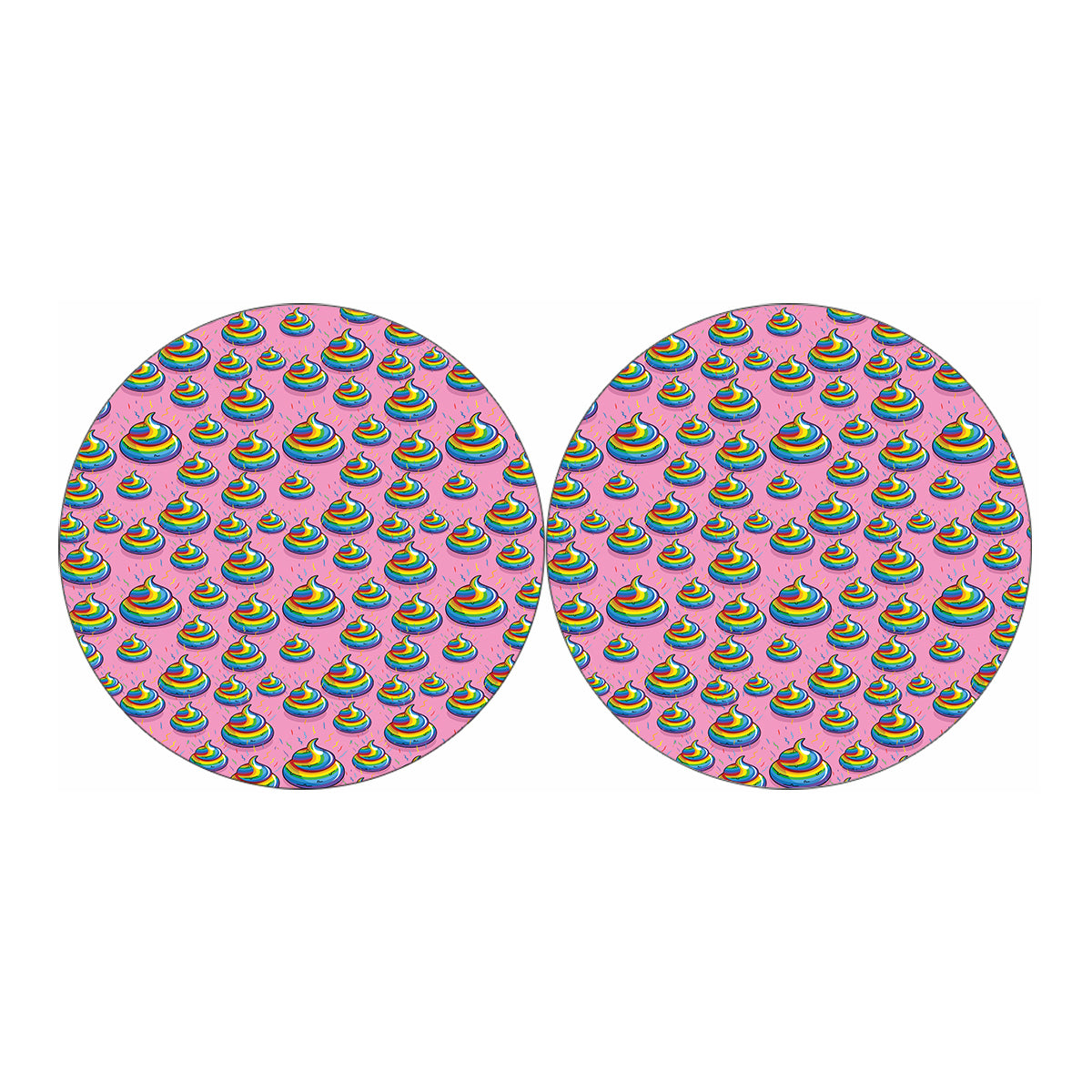Rainbow Poop Pattern Print Car Coasters