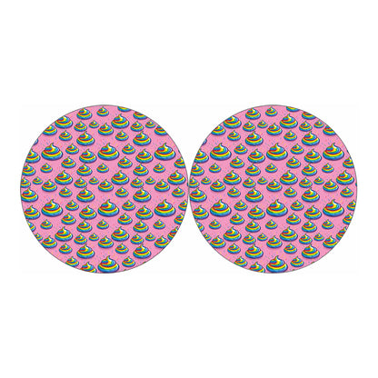 Rainbow Poop Pattern Print Car Coasters