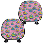 Rainbow Poop Pattern Print Car Headrest Covers