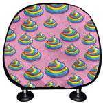 Rainbow Poop Pattern Print Car Headrest Covers