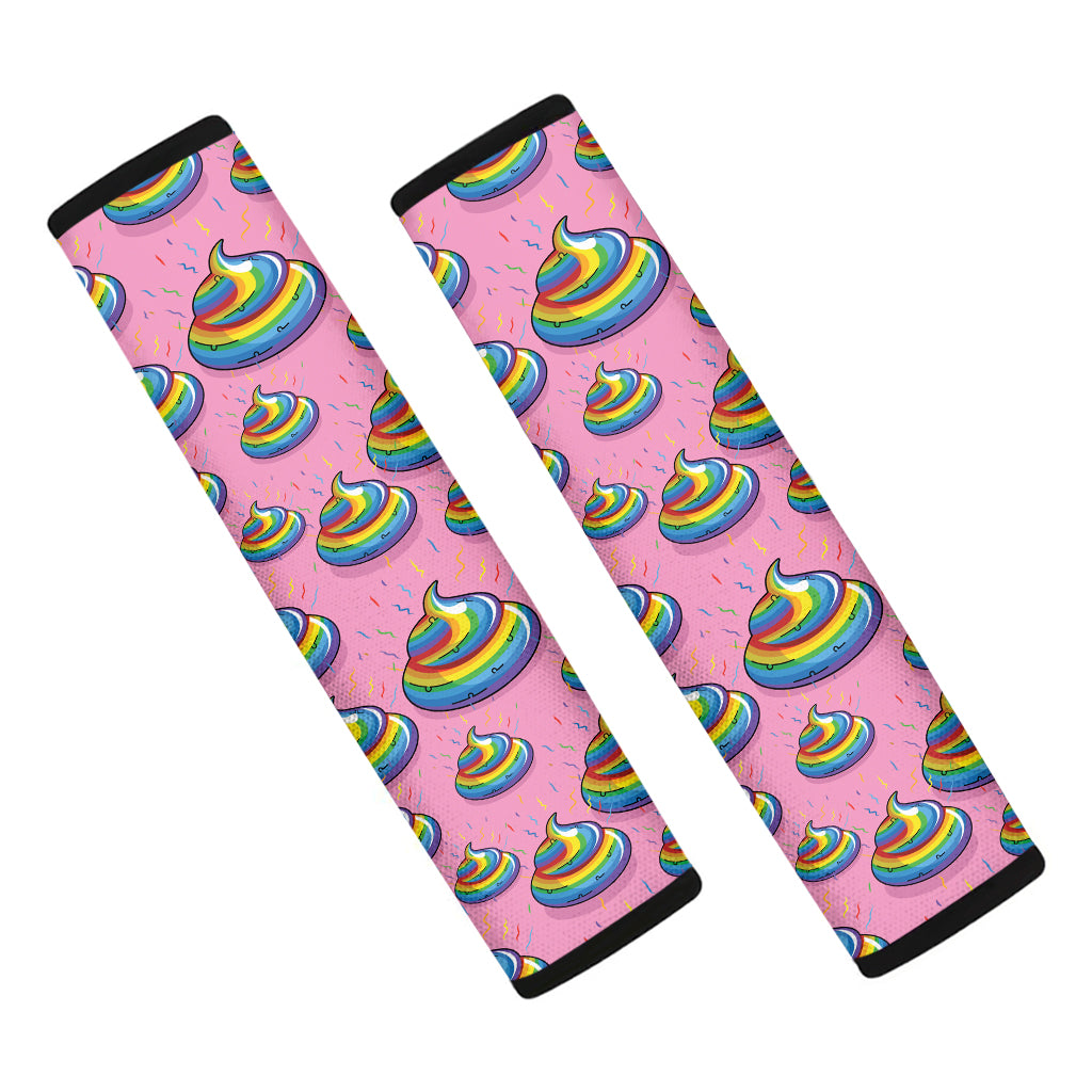 Rainbow Poop Pattern Print Car Seat Belt Covers