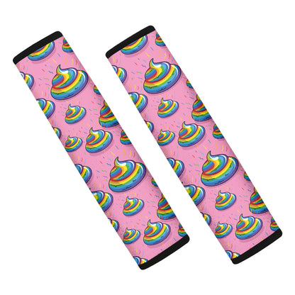 Rainbow Poop Pattern Print Car Seat Belt Covers