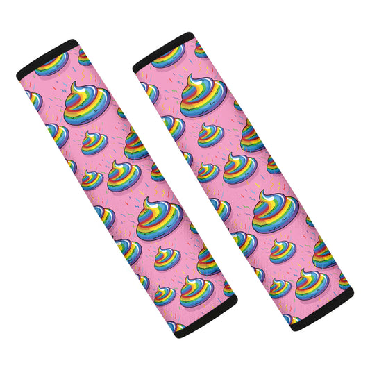 Rainbow Poop Pattern Print Car Seat Belt Covers