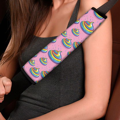 Rainbow Poop Pattern Print Car Seat Belt Covers