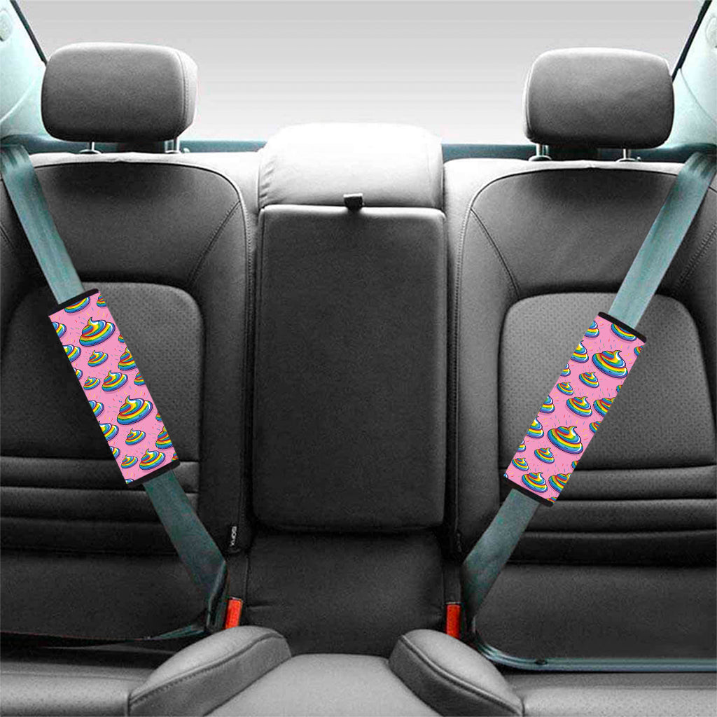 Rainbow Poop Pattern Print Car Seat Belt Covers