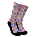 Rainbow Poop Pattern Print Crew Socks