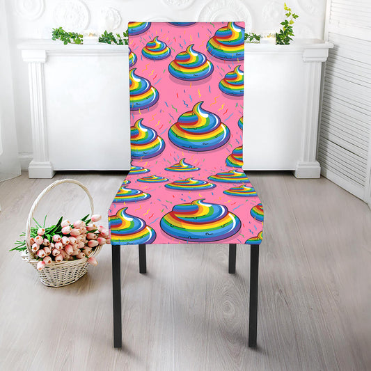 Rainbow Poop Pattern Print Dining Chair Slipcover