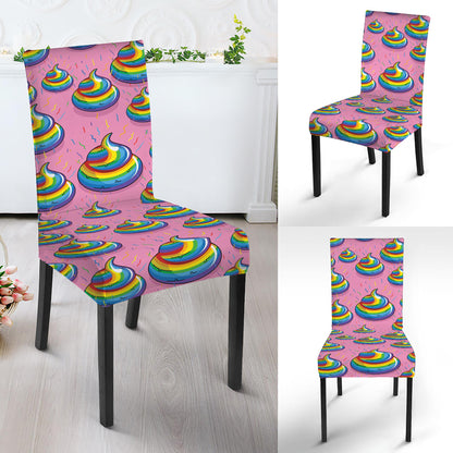 Rainbow Poop Pattern Print Dining Chair Slipcover