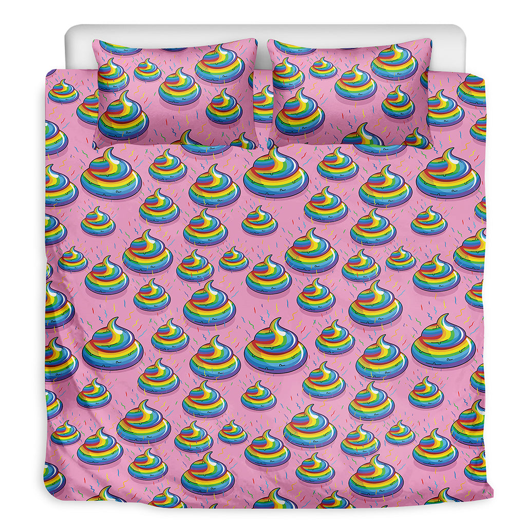 Rainbow Poop Pattern Print Duvet Cover Bedding Set