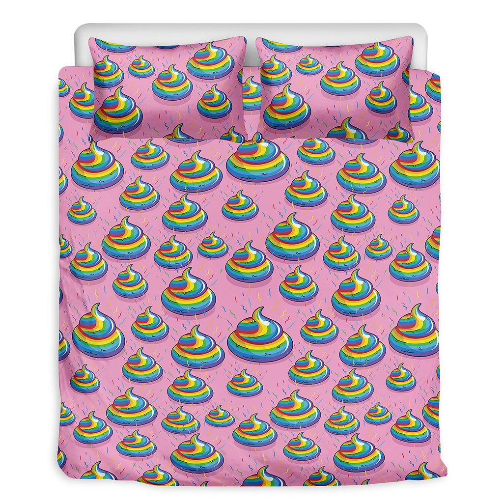 Rainbow Poop Pattern Print Duvet Cover Bedding Set