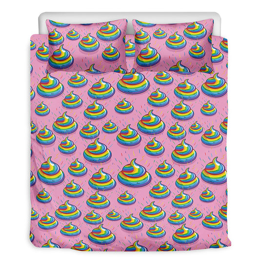 Rainbow Poop Pattern Print Duvet Cover Bedding Set