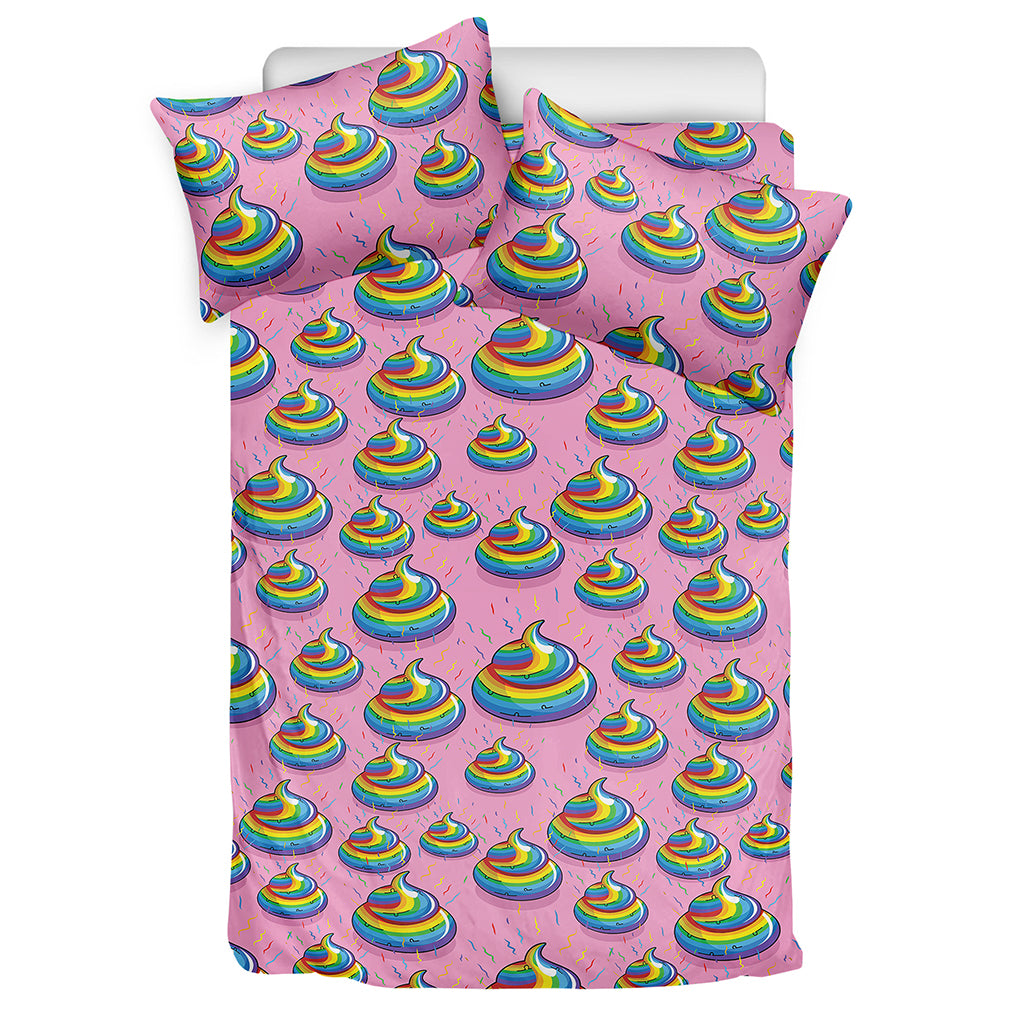 Rainbow Poop Pattern Print Duvet Cover Bedding Set
